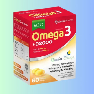 BIO Omega 3 + D2000 Xenico Pharma 60 kapsułek - zdrowie serca i układu odpornościowego