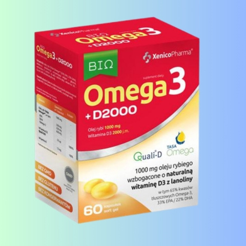 BIO Omega 3 + D2000 Xenico Pharma 60 kapsułek – zdrowie serca i układu odpornościowego