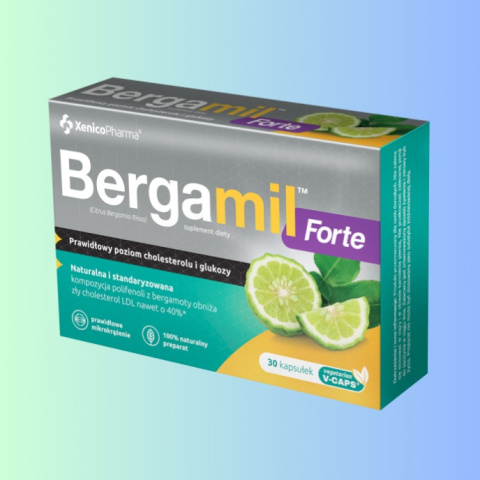 Bergamil Forte - prawidłowy poziom cholesterolu i glukozy, Xenico Pharma, 30 kapsułek VEGE