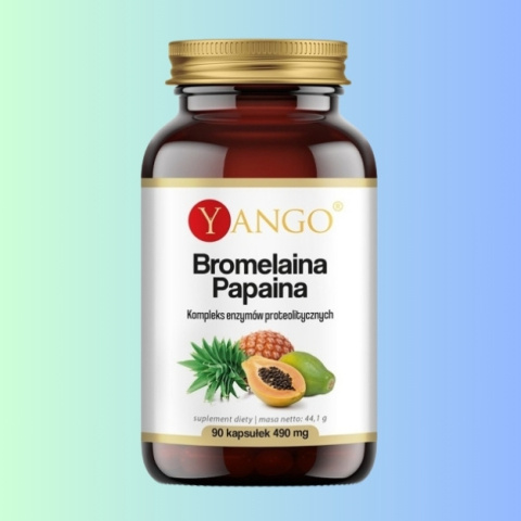 Bromelaina Papaina Yango – Enzymy Proteolityczne na Trawienie, 490 mg