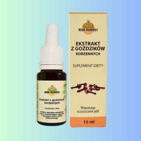 Ekstrakt z Goździków Medi-Flowery – Wsparcie dla Układu Pokarmowego, 15 ml