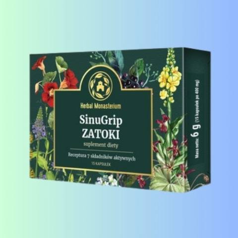 Herbal Monasterium SinuGrip ZATOKI – Wsparcie dla zdrowia zatok, 15 kapsułek