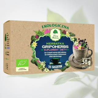 Herbatka Ekologiczna GRIPOHERBS 25 saszetek - naturalne wsparcie odporności