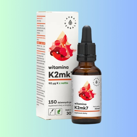 Witamina K2mk7 Aura Herbals 30ml – wsparcie dla mocnych kości i układu krążenia