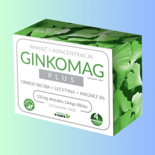 GINKOMAG Plus - Ginkgo Biloba + Lecytyna + Magnez B6, Xenico Pharma, 120 kapsułek