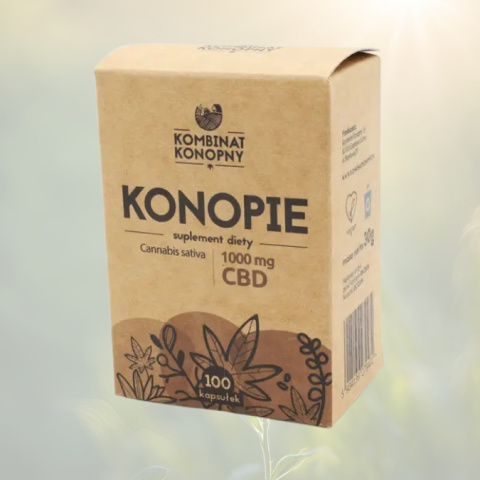 KONOPIE - Cannabis sativa CBD 1000mg CBD, Kombinat Konopny, 100 kapsułek