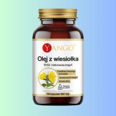 Olej z wiesiołka 10% GLA - źródło kwasów omega-6, Yango, 60 kapsułek