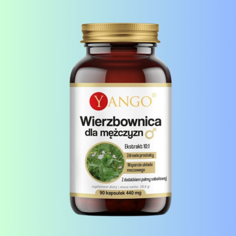 Wierzbownica dla mężczyzn Ekstrakt 10:1 - zdrowie prostaty i układu moczowego, Yango, 90 kapsułek roślinnych