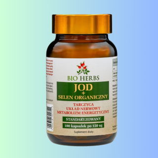 JOD + selen organiczny - tarczyca, układ nerwowy, metabolizm energetyczny, Bio Herbs, 100 kapsułek