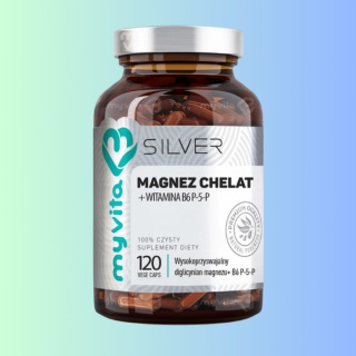 SILVER Magnez Chelat + Witamina B6 P-5-P, MyVita, 120 kapsułek wegetariańskich