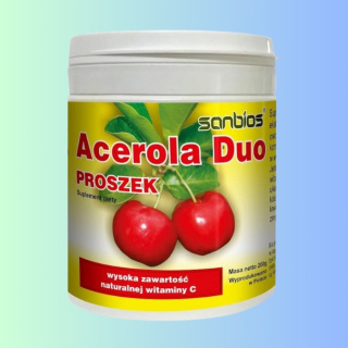 Acerola Duo - proszek, wysoka zawartość naturalnej witaminy C, Sanbios, 200 g