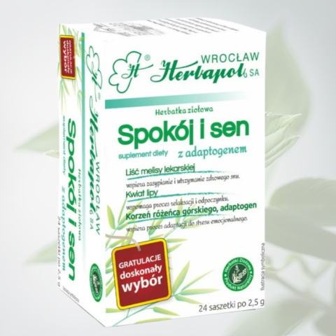 Spokój i Sen herbatka ziołowa z adaptogenem Herbapol 24 saszetki - naturalne wsparcie dla lepszego snu i relaksu