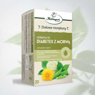 Herbatka Fix DIABETEX Z MORWĄ suplement diety Herbapol 20 saszetek - wsparcie dla metabolizmu cukrów