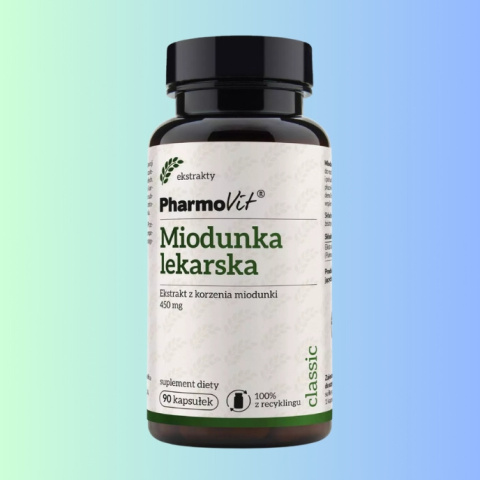 Miodunka lekarska - Ekstrakt z korzenia miodunki 450mg, PharmoVit, 90 kapsułek Miodunka lekarska - Ekstrakt z korzenia miodunki 450mg, PharmoVit, 90 kapsułek