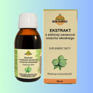 Ekstrakt z zielonej naowocni orzecha włoskiego, Medi-Flowery, 90ml – wsparcie trawienia i odporności