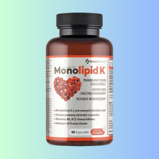 Monolipid K - wsparcie dla serca, naczyń krwionośnych i poziomu cholesterolu, XenicoPharma, 90 kapsułek