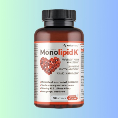Monolipid K - wsparcie dla serca, naczyń krwionośnych i poziomu cholesterolu, XenicoPharma, 90 kapsułek Monolipid K - wsparcie dla serca, naczyń krwionośnych i poziomu cholesterolu, XenicoPharma, 90 kapsułek