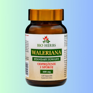 Waleriana Standaryzowana Bio Herbs 400mg, 120 kapsułek, na odprężenie i spokojny sen