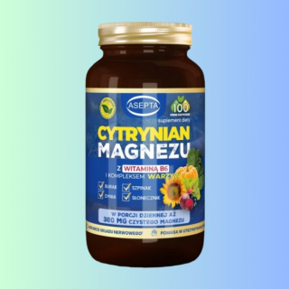 Cytrynian Magnezu - z witaminą B6 i kompleksem warzyw, Asepta, 100 vege kapsułek