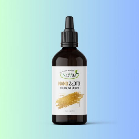 NANO ZŁOTO - Niejonowane koloidalne 20 PPM, NatVita, 100ml NANO ZŁOTO - Niejonowane koloidalne 20 PPM, NatVita, 100ml