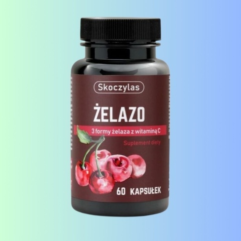Skoczylas ŻELAZO – trzy formy żelaza z witaminą C, suplement diety, 60 kapsułek