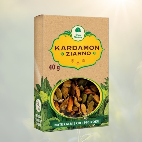 Kardamon całe ziarna, przyprawa aromatyczna, Dary Natury, 40g Kardamon całe ziarna, przyprawa aromatyczna, Dary Natury, 40g