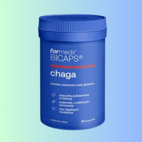 BICAPS Chaga – ForMeds – 60 kapsułek z wysoką zawartością Beta Glukanu dla odporności i witalności