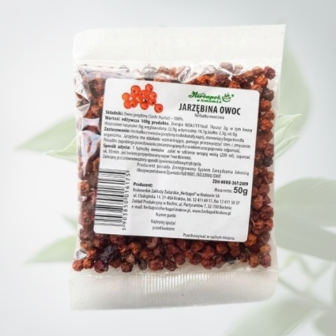 Jarzębina suszona – owoc 50 g, naturalne wsparcie odporności – Herbapol Kraków
