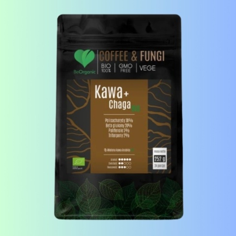 Kawa Arabica mielona z Chagą BIO – 252 g, naturalne wsparcie odporności i witalności – BeOrganic