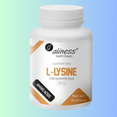 Aliness L-Lizyna 500 mg – aminokwas egzogenny wspierający syntezę białek, 100 kapsułek VEGE