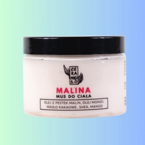 Ceramidło Mus do Ciała Malina – odżywczy mus do suchej skóry z masłem shea, kakaowym i olejem z pestek malin, 150 ml