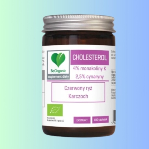 Czerwony ryż i karczoch na prawidłowy poziom cholesterolu BeOrganic Cholesterol Complex 100 tabletek