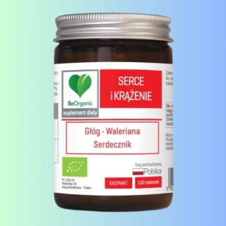 Głóg, waleriana i serdecznik na wsparcie serca i krążenia BeOrganic Serce i Krążenie BIO 100 tabletek