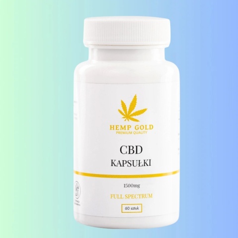 HEMP GOLD Kapsułki CBD Full Spectrum – ekstrakt z konopi siewnej, 25 mg fitokannabinoidów w kapsułce, 60 sztuk