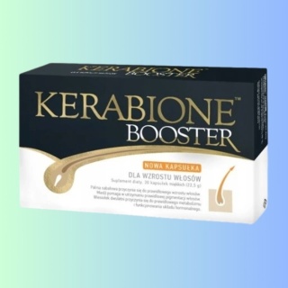 Kerabione Booster na włosy i skórę – palma sabałowa, omega-3, wiesiołek, miedź 30 kaps.