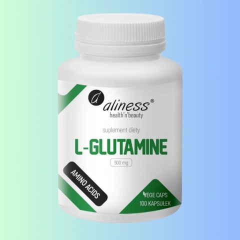 L-Glutamina 500 mg Aliness – aminokwas dla osób aktywnych, 100 kapsułek wegańskich