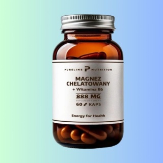 Magnez chelatowany na mięśnie, układ nerwowy i zmęczenie + witamina B6 Pure Line Nutrition 60 kapsułek