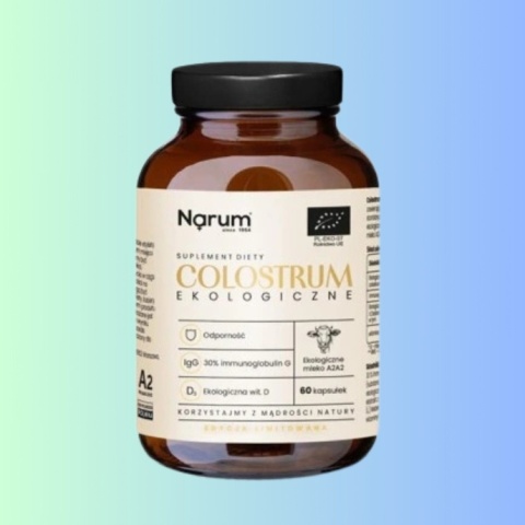 Narum Colostrum ekologiczne 60 kapsułek suplement diety siara bydlęca