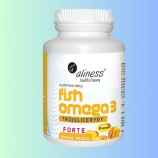 Omega-3 EPA i DHA na serce, mózg i wzrok Aliness Fish Omega 3 Forte TG 60 kapsułek