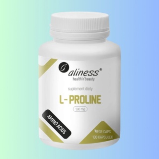 ProdukL-Prolina 500 mg Aliness – aminokwas wspierający syntezę kolagenu, 100 kapsułek VEGE