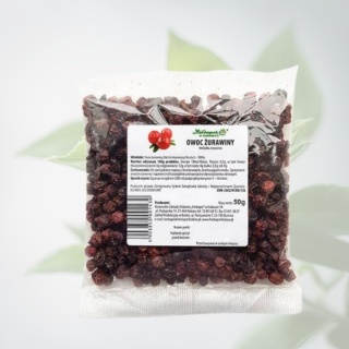 Żurawina owoc suszony – naturalny produkt HERBAPOL KRAKÓW 50 g