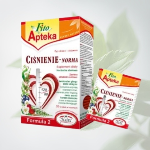 Herbatka ziołowa Ciśnienie-Norma – Malwa Fito Apteka – mieszanka ziół wspierająca prawidłowe ciśnienie krwi – 40 g (20 saszetek)