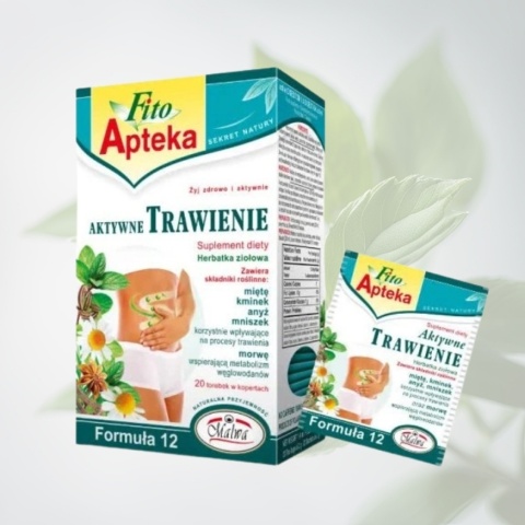 Herbatka ziołowa Aktywne Trawienie – Fito Apteka – Formuła 12 – suplement diety wspierający układ pokarmowy – 40 g