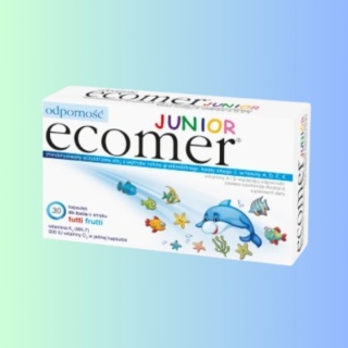 Ecomer JUNIOR olej rybi (tran) – suplement diety dla dzieci wspierający rozwój – 30 kapsułek