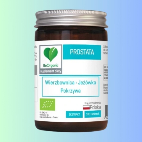 BeOrganic Prostata BIO 300 mg – suplement diety wspierający zdrowie prostaty – 100 tabletek