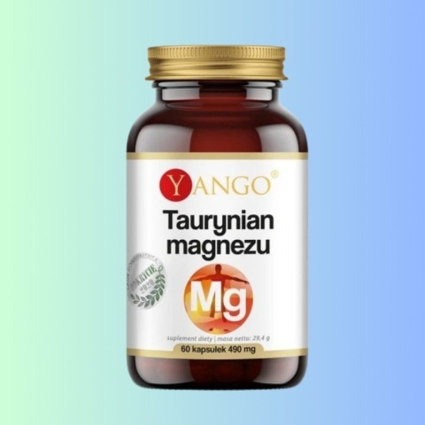 Taurynian Magnezu – Yango – suplement diety wspierający pracę mięśni, układ nerwowy i prawidłowy poziom magnezu – 60 kapsułek