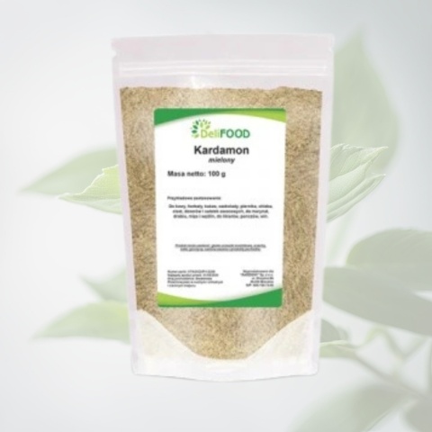 Kardamon mielony – DeliFOOD – aromatyczna przyprawa korzenna wspierająca trawienie – 100 g