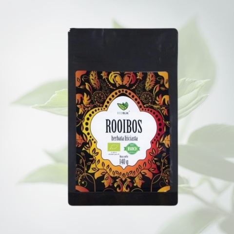 Ecoblik herbata liściasta Rooibos ekologiczna – naturalny napar wspierający zdrowie – 140 g