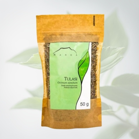 Przytulasi Tulasi – ziele świętej bazylii Ocimum sanctum wspierające zdrowie – 50 g