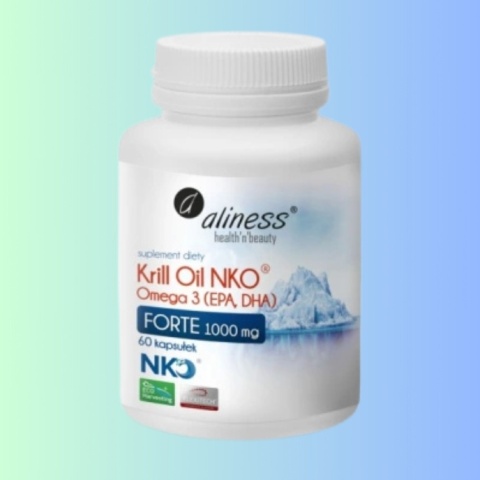Suplement diety Aliness Olej z Kryla NKO Omega 3 Forte 1000 mg z astaksantyną – 60 kapsułek